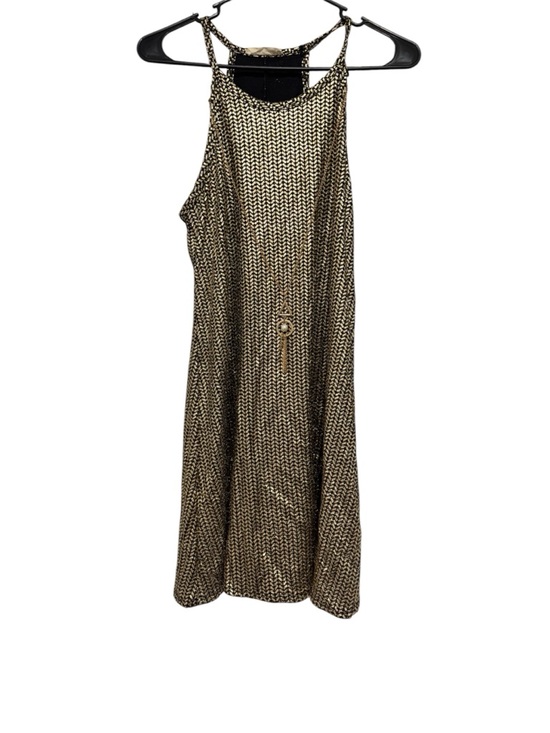 Forever Rose Dresses & Skirts - Metallic Knit Shift Dress - Gold & Black